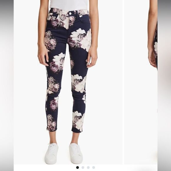 JEN7 by 7 For All Mankind Floral Print Ankle Skinny Jeans - Picture 1 of 14